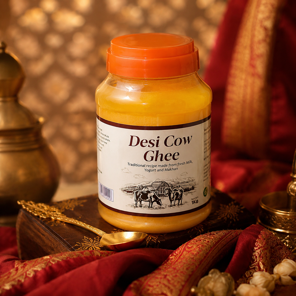Pardes Foods Pure Cow Desi Ghee – Grass-Fed, Cultured, 1kg