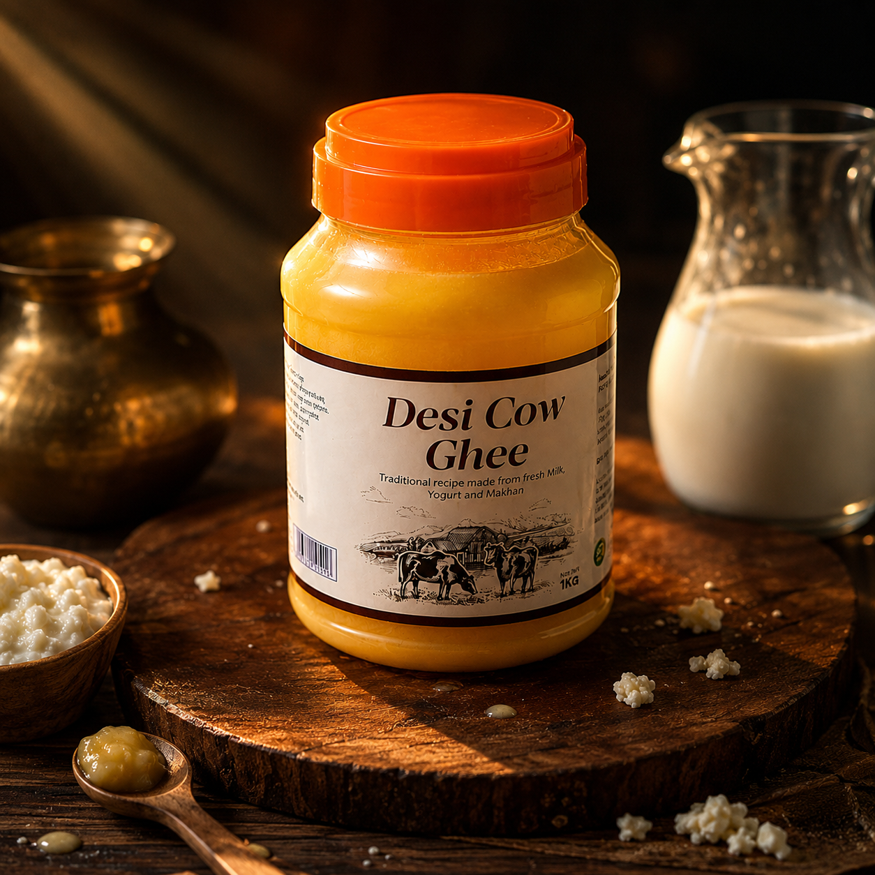 Pardes Foods Pure Cow Desi Ghee – Grass-Fed, Cultured, 1kg