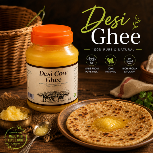 Pardes Foods Pure Cow Desi Ghee – Grass-Fed, Cultured, 1kg