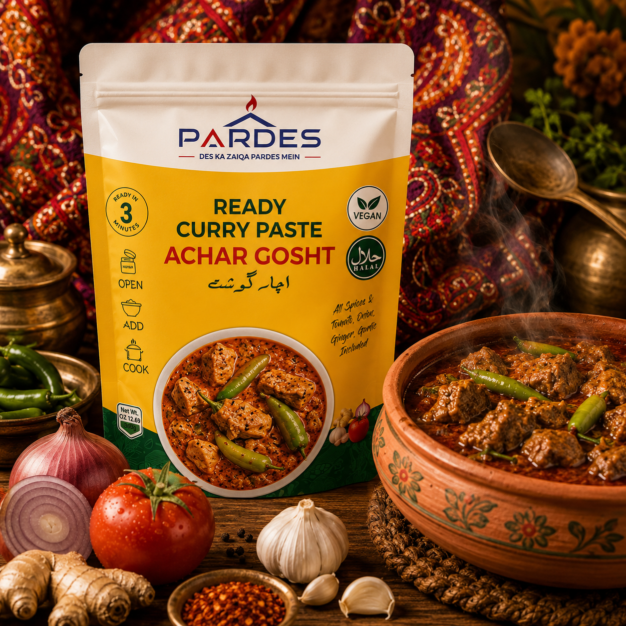 Pardes Foods Achaar Gosht Cooking Paste – Authentic Pakistani Recipe